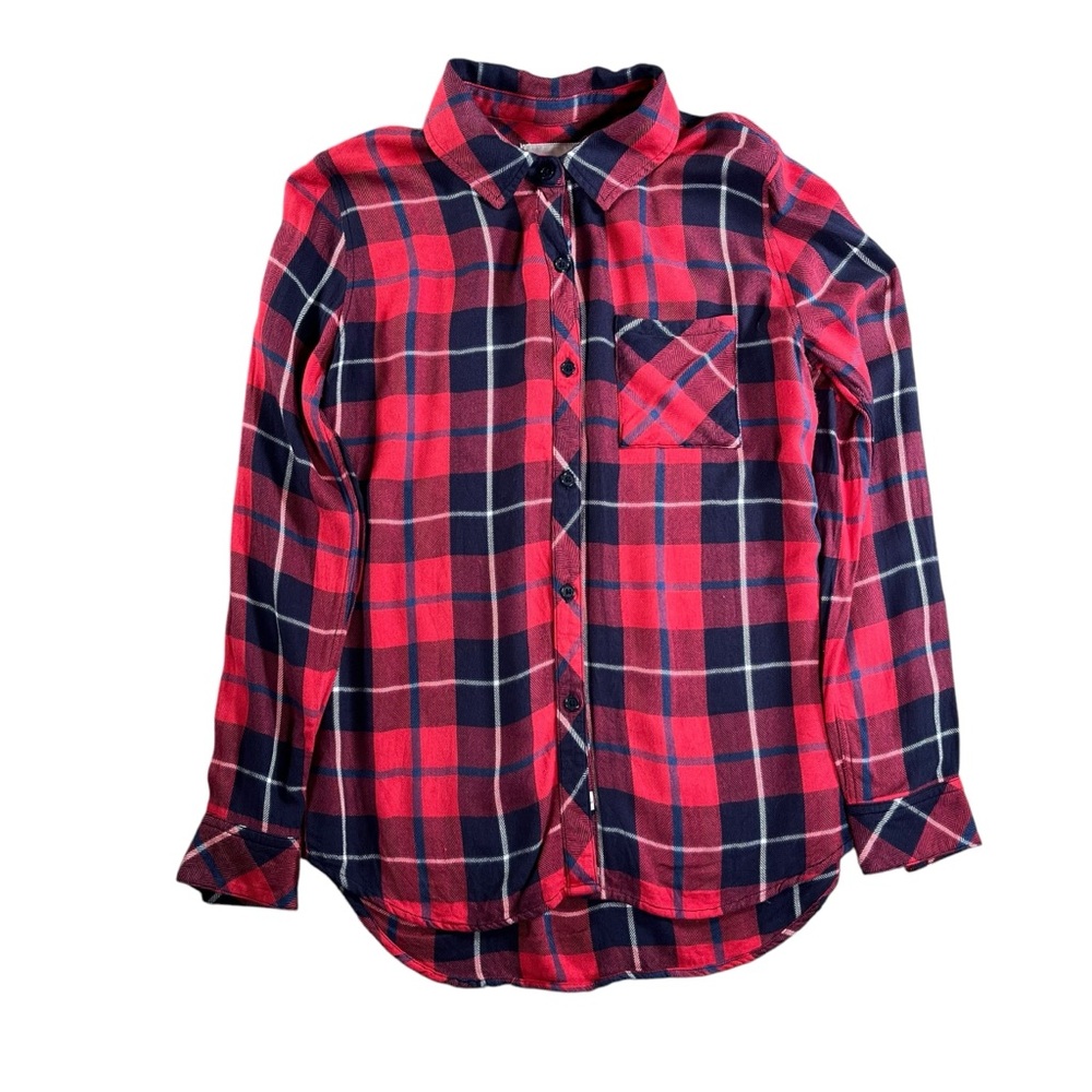 Rails Women’s Hunter Button Down in Cranberry/Navy/White Long Sleeve Size Small